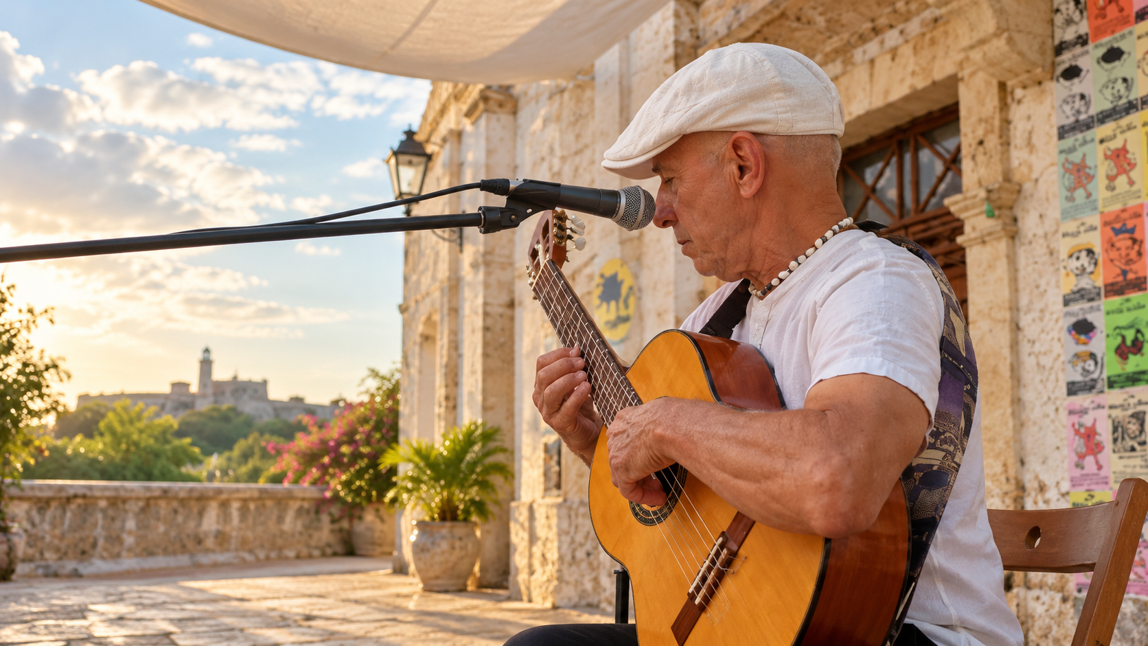 Interprétation photographique par IA de Pablo à la guitare, d’après sa photo